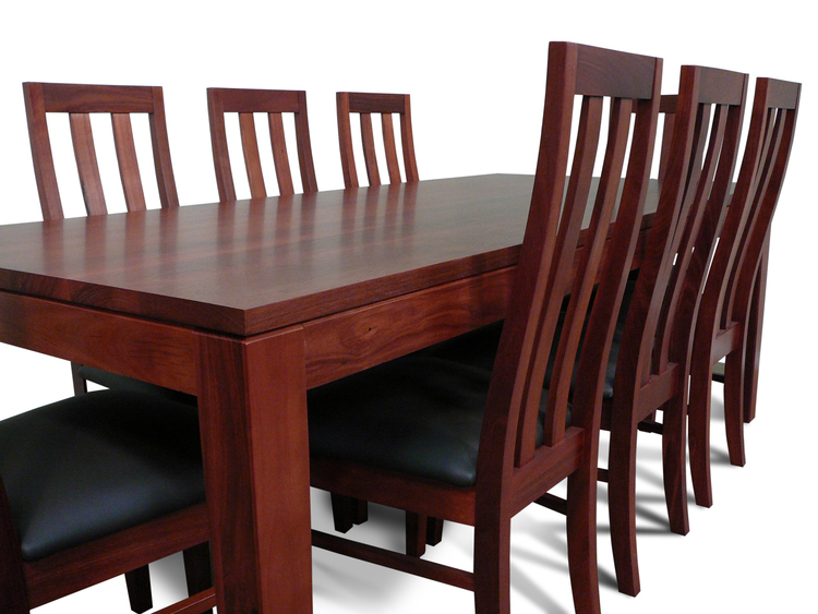 Hamilton Jarrah 2200 Dining Set with Timber Chairs Living Elements