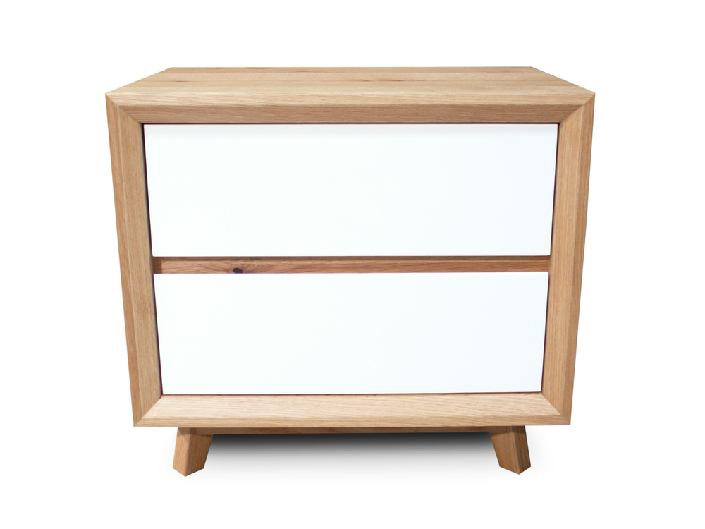 Felix Scandinavian White Gloss w Oak Bedside Table