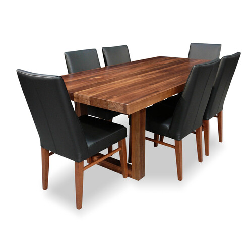Bondi 2100 7pce Dining Set Tasmanian Blackwood with 6 x Mid Back Contour Chairs