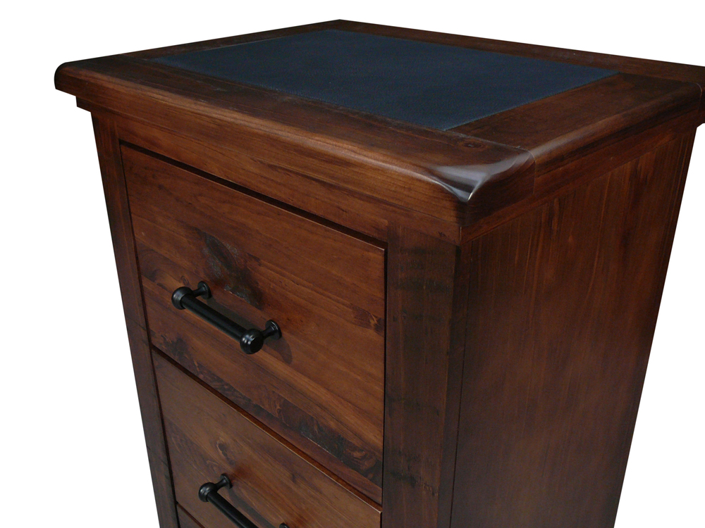 Beckett Rustic Solid Timber 3 Drawer Timber Filing Cabinet