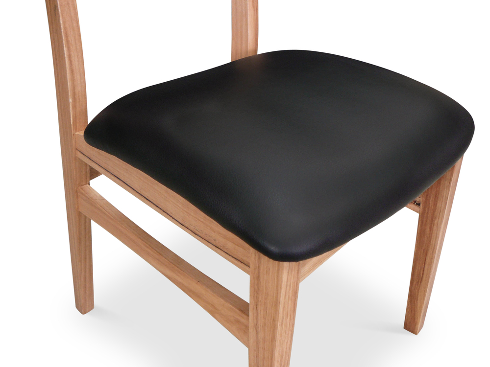 Leo Messmate Timber Dining Chair Upholstered Seat BLACK Timber Chairs and Barstools