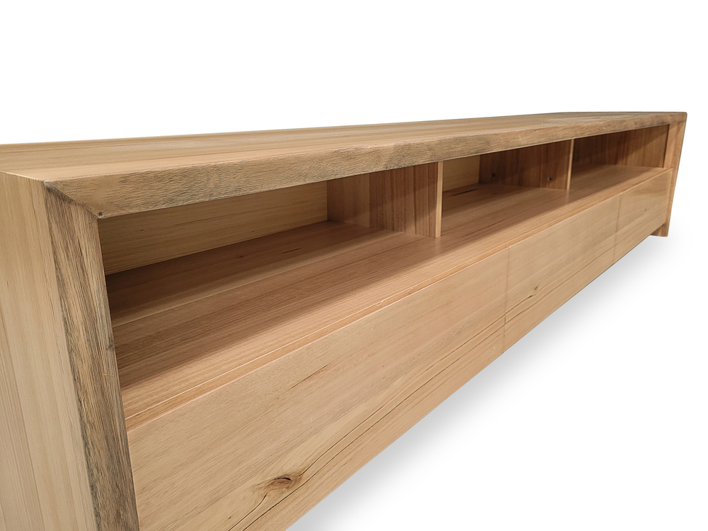 Botany Live Edge Messmate 2400 Open Shelf TV Unit Botany Messmate