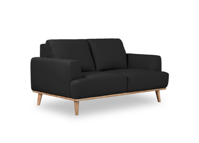 Noah 2 Seater Lounge Sofa in Italian Leather BLACK - General