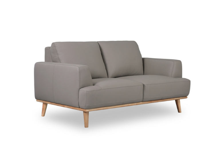 Noah 2 Seater Lounge Sofa in Italian Leather GREY - General