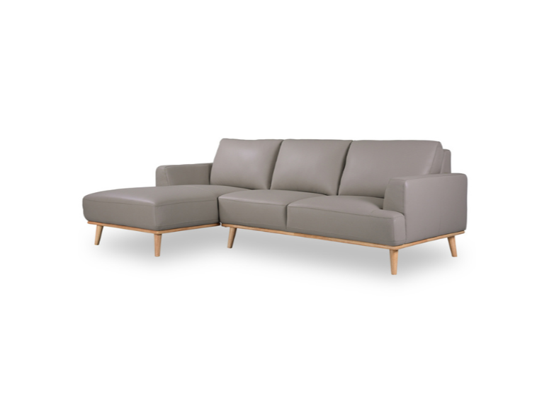 Noah 2.5 Seater Lounge Sofa in Italian Leather + LEFT Chaise GREY - General