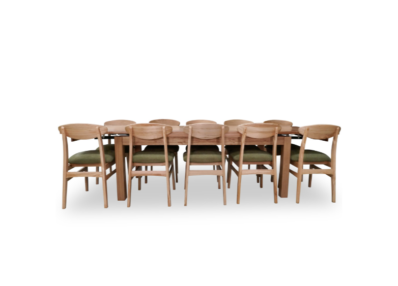 Messmate 20003000 Extension Dining Set with 10 x Leo FOREST GREEN