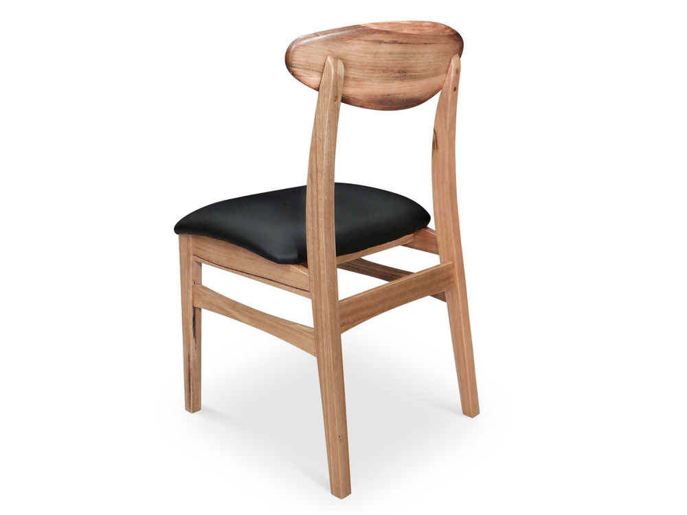 Leo Messmate Timber Dining Chair Upholstered Seat BLACK Timber Chairs and Barstools