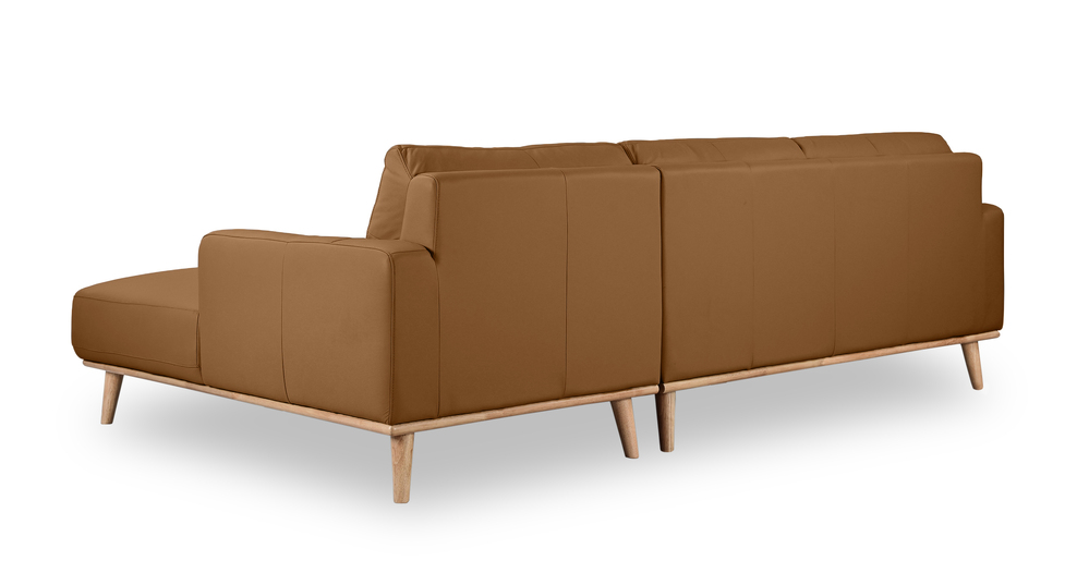 Noah 2.5 Seater Lounge Sofa in Italian Leather + RIGHT Chaise TAN - General