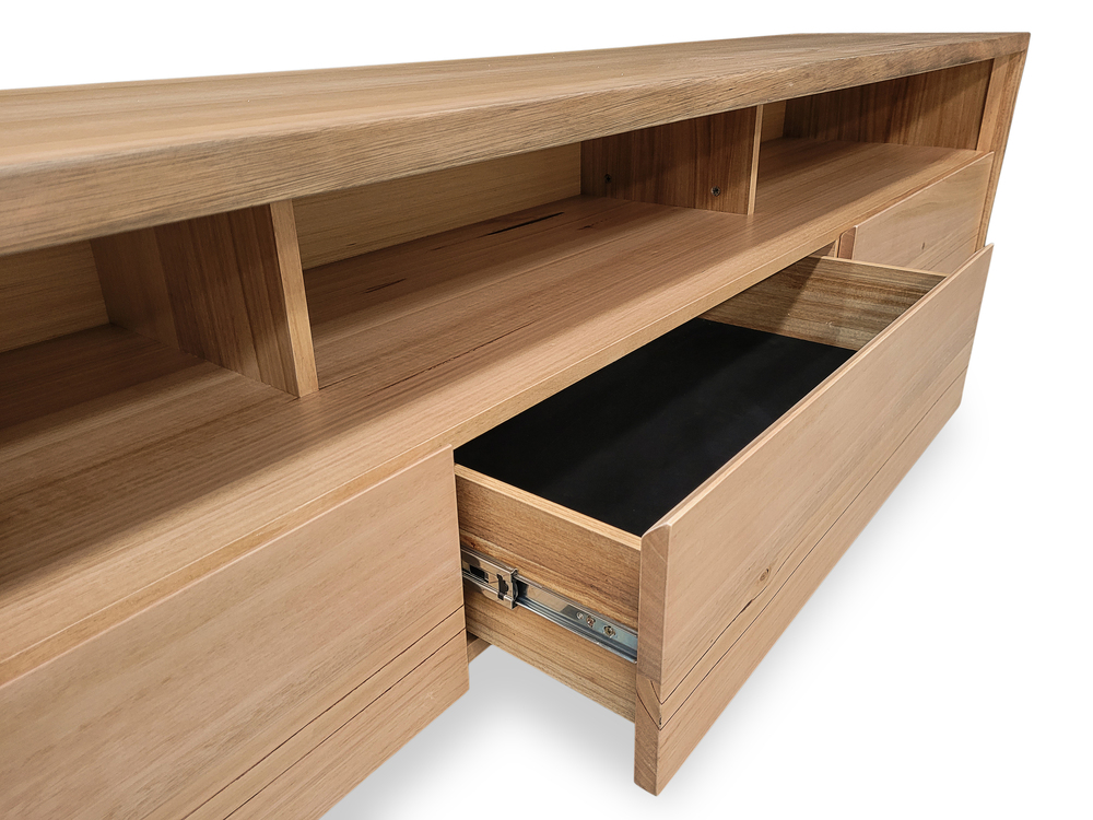 Botany Live Edge Messmate 2400 Open Shelf TV Unit Botany Messmate