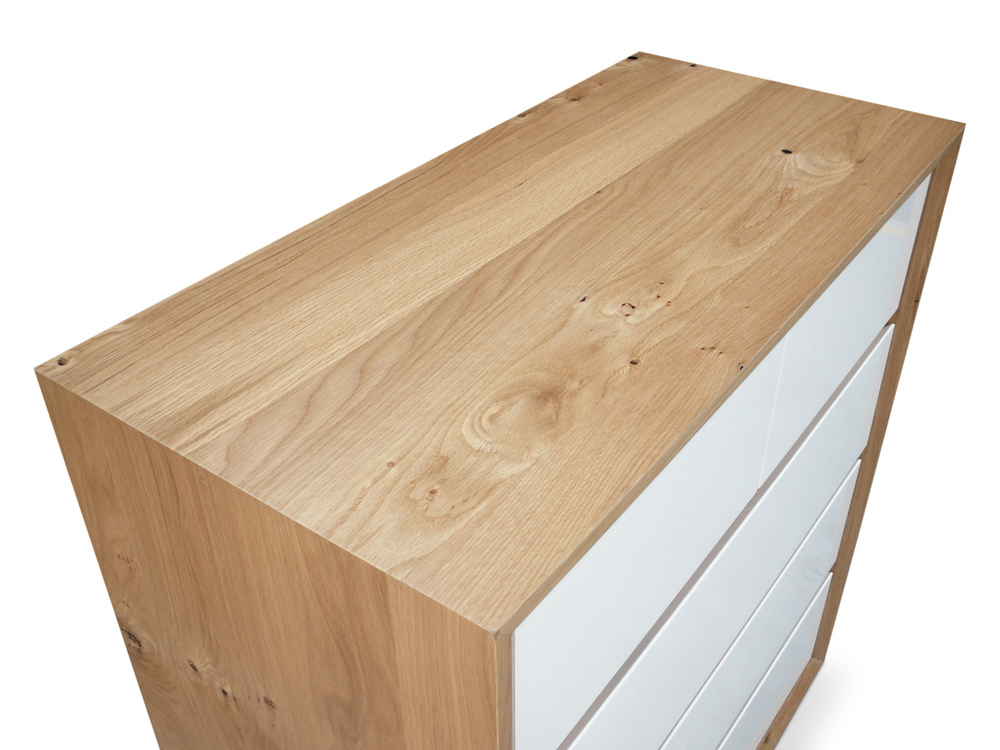 Felix Scandinavian White Gloss W Oak Tallboy Chest Of Drawers