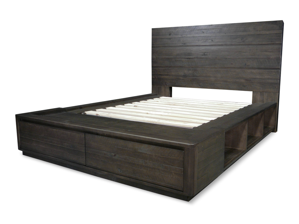 Xavier Recycled Timber King Bed W Storage