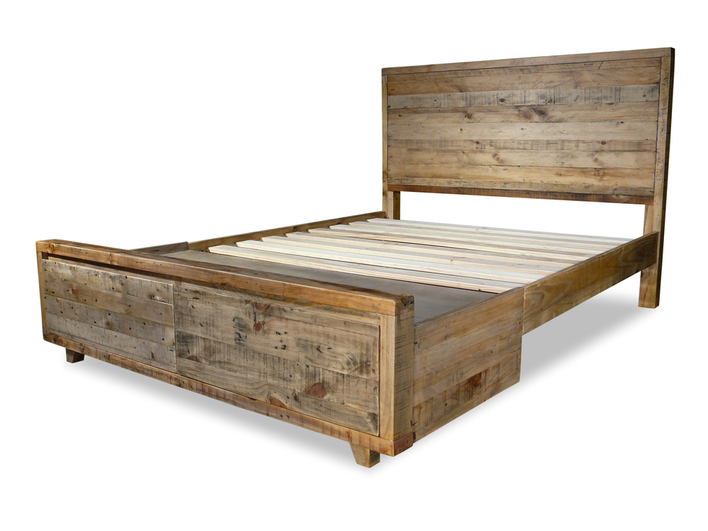Eden Reclaimed Timber King Bed With Storage Drawers