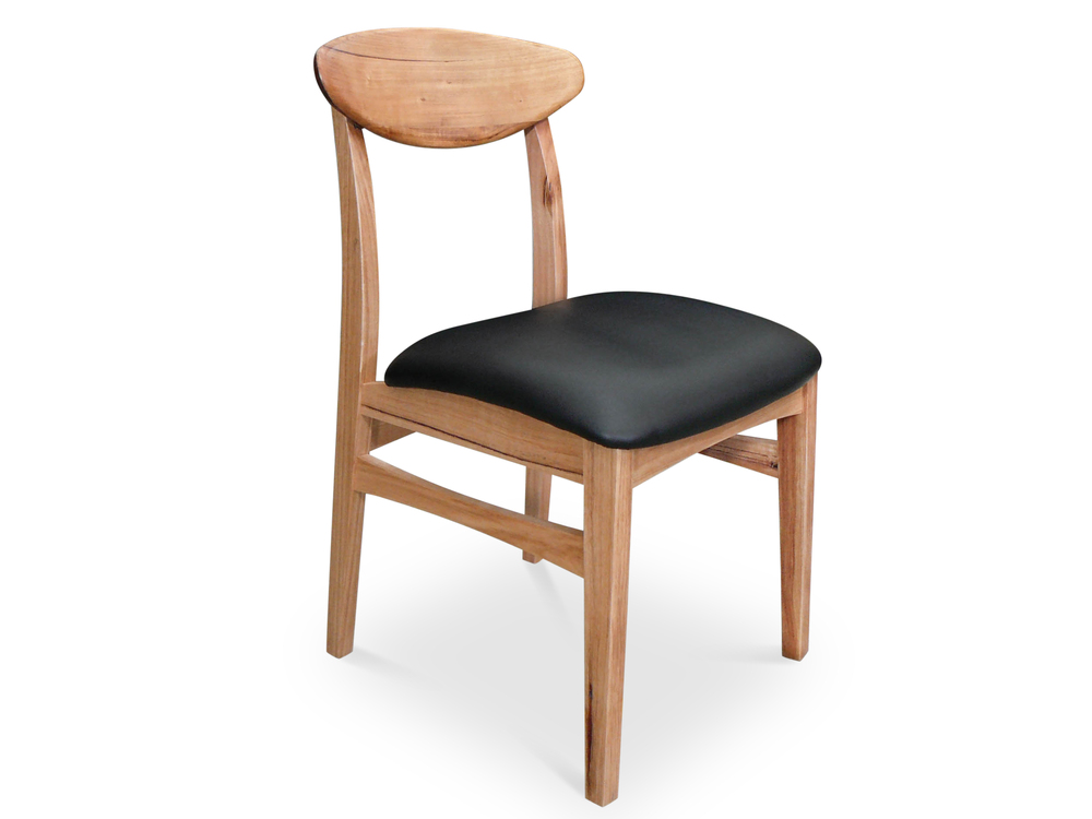 Leo Messmate Timber Dining Chair Upholstered Seat BLACK Timber