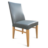 The Contour Mid Back Full Grain Leather Dining Chair GREY Natural Leg