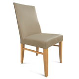 The Contour Mid Back Full Grain Leather Dining Chair MOCHA Wheat Leg