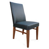 The Contour Mid Back Full Grain Leather Dining Chair BLACK Blackwood Leg