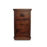 Beckett Rustic Solid Timber 3 Drawer Timber Filing Cabinet