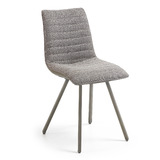 Phoenix Fabric Dining Chair LIGHT GREY w Steel Legs 