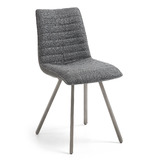 Phoenix Fabric Dining Chair DARK GREY w Steel Legs 