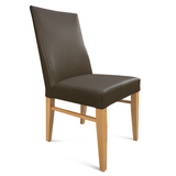 The Contour Mid Back Full Grain Leather Dining Chair CHOCOLATE Natural Leg