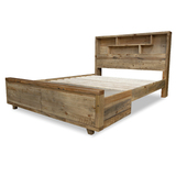 Eden Reclaimed Timber King Bed with Bookcase and Storage Drawers