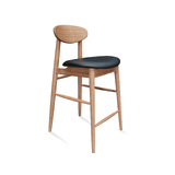 Oliver Mid Century Design Barstool - Messmate Timber - BLACK Upholstered Seat