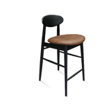Oliver Mid Century Design Barstool - Black American Oak - Upholstered Seat - Tan