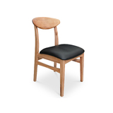 Leo Messmate Timber Dining Chair - Upholstered Seat - BLACK