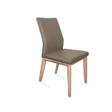 Maya Leather Dining Chair MID GREY w Natural Leg