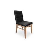 Nico Leather Dining Chair BLACK w Tasmanian Oak Leg