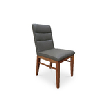 Nico Leather Dining Chair GREY w Blackwood Leg