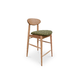 Oliver Mid Century Design Fabric Barstool - Messmate Timber - FOREST GREEN