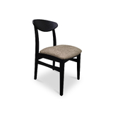 Leo Black Timber Dining Chair - Upholstered Seat - Pumice