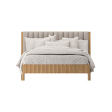 Aurora American Oak Upholstered Queen Bed Frame
