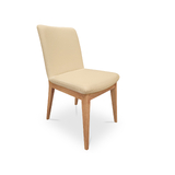 Cameron Leather Dining Chair FROST w Tasmanian Oak Leg