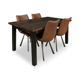 Zeus Scandustrial Recycled Timber 1500 Dining Package with 4 x Phoenix Rust Brown Chairs