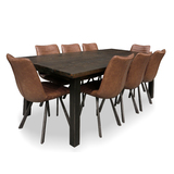 Zeus Scandustrial Recycled Timber 2100 Dining Package with 8 x Phoenix Rust Brown Chairs