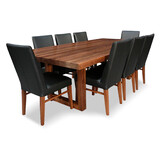 Bondi 2400 9pce Dining Set Tasmanian Blackwood with 8 x Mid Back Contour Chairs
