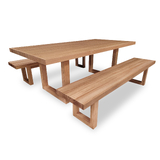 Bondi Tasmanian Oak 2100 Dining Set with 2 x 2000 Bench Seats