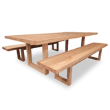 Bondi Tasmanian Oak 2400 Dining Set with 2 x 2300 Bench Seats