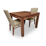 Elwood Tasmanian Blackwood 1000 Square Dining Set with 2 x Mid Back Contour Leather Chairs w Blackwood Leg