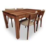 Elwood Tasmanian Blackwood 1500 Dining Set with 4 x Kieran Retro Dining Chairs