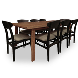 Marri Eucalypt Timber 2200 Dining Set with 8 Leo Black Frame Timber Chairs - Pumice Upholstery