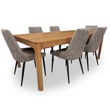 Airley Wormy Chestnut 2000 Dining Set with 6 x Airley Fabric Chairs