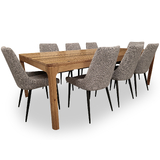 Airley Wormy Chestnut 2400 Dining Set with 8 x Airley Fabric Chairs