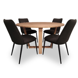 Grove Australian Hardwood 1300 Round Dining Set with 4 x Grove Fabric Chairs