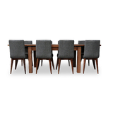 Tasmanian Blackwood 1500-2500 Extension Dining Set With 8 x LIGHT GREY Quinn Fabric Chairs
