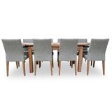 Messmate 1500-2500 Extension Dining Table with 8 x Juni Fabric Dining Chairs