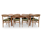 Messmate 1500-2500 Extension Dining Set with 8 x Leo FOREST GREEN Fabric Chairs