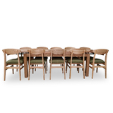 Messmate 2000-3000 Extension Dining Set with 10 x Leo FOREST GREEN Fabric Chairs